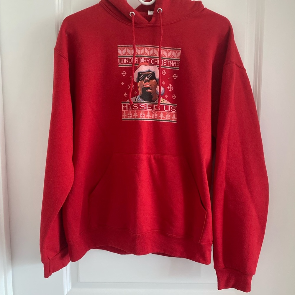 Red Holiday Graphic Hooded Sweatshirt - Unbranded